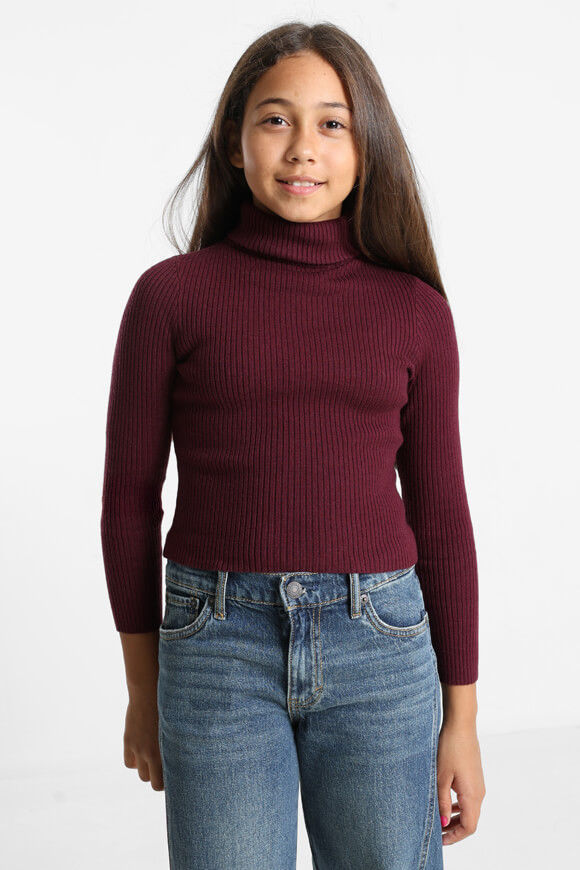 Image sur Gerippter Crop Strickpullover