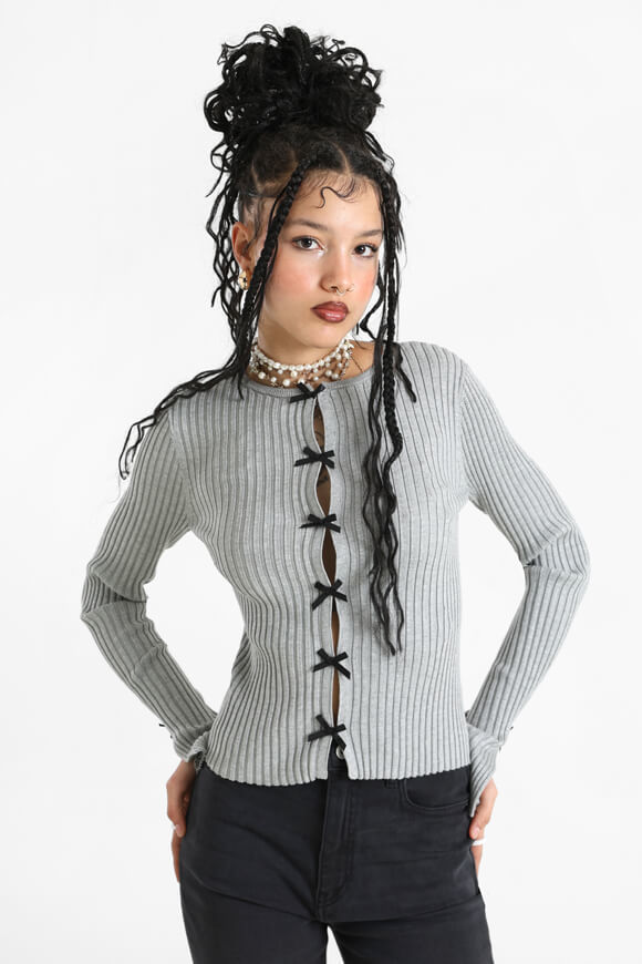 Bild von Gerippte Crop Strickjacke