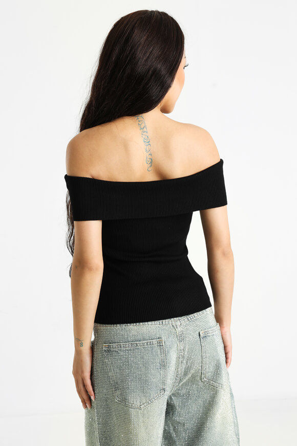 Bild von Geripptes Off Shoulder Crop Stricktop
