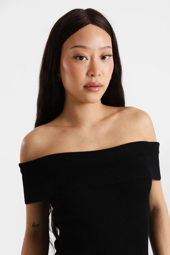 Bild von Geripptes Off Shoulder Crop Stricktop