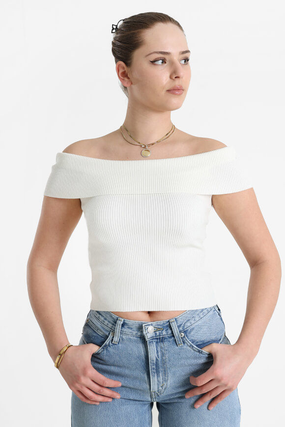 Bild von Geripptes Off Shoulder Crop Top