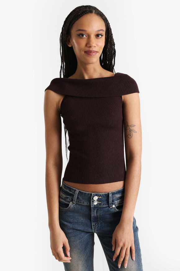 Bild von Geripptes Off Shoulder Crop Stricktop