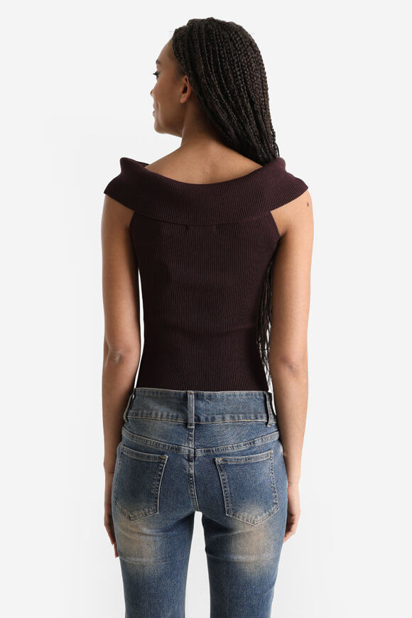 Bild von Geripptes Off Shoulder Crop Stricktop