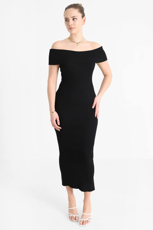 Bild von Geripptes Off Shoulder Strickkleid