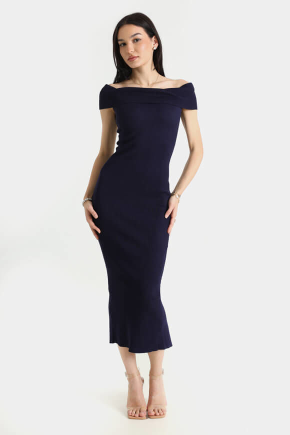 Bild von Geripptes Off Shoulder Strickkleid