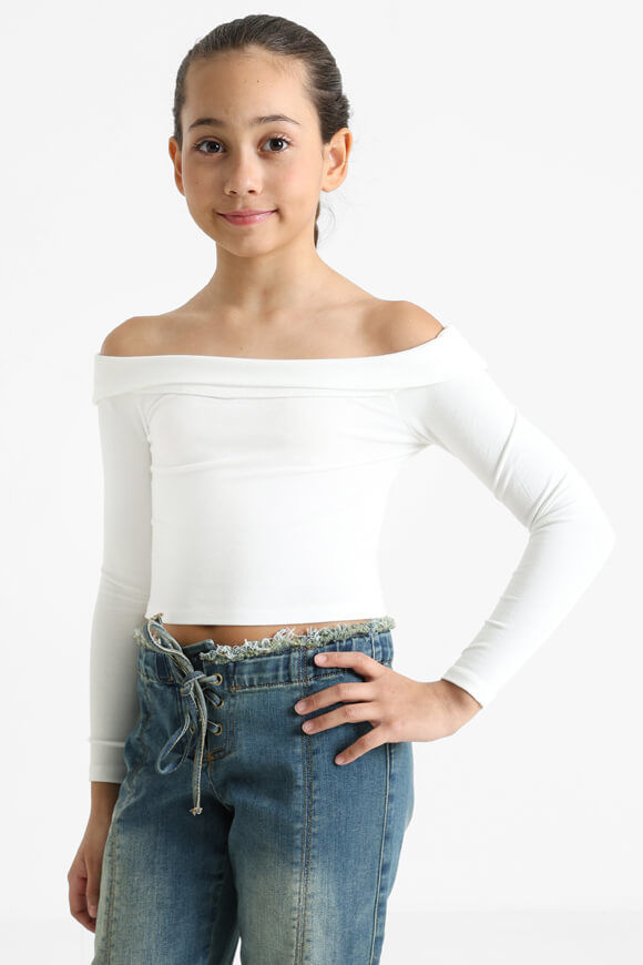 Bild von Off Shoulder Crop Langarmshirt