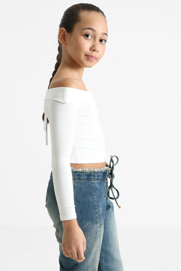 Bild von Off Shoulder Crop Langarmshirt