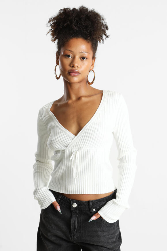 Image sur Gerippter Crop Feinstrickpullover