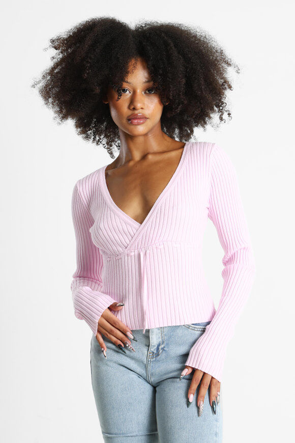Bild von Gerippter Crop Feinstrickpullover