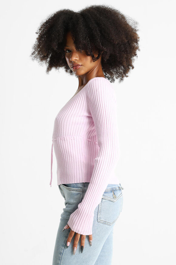 Bild von Gerippter Crop Feinstrickpullover