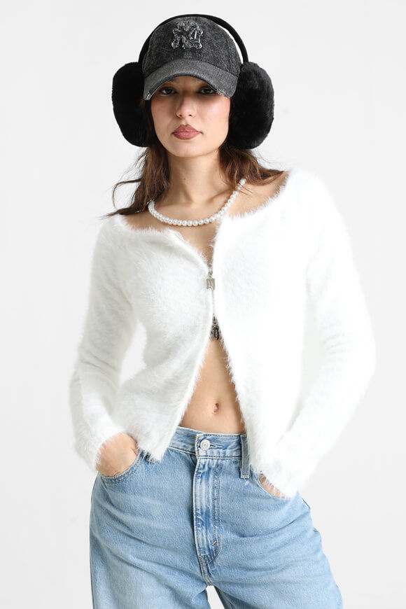 Image sur Pull off shoulder en tricot poilu