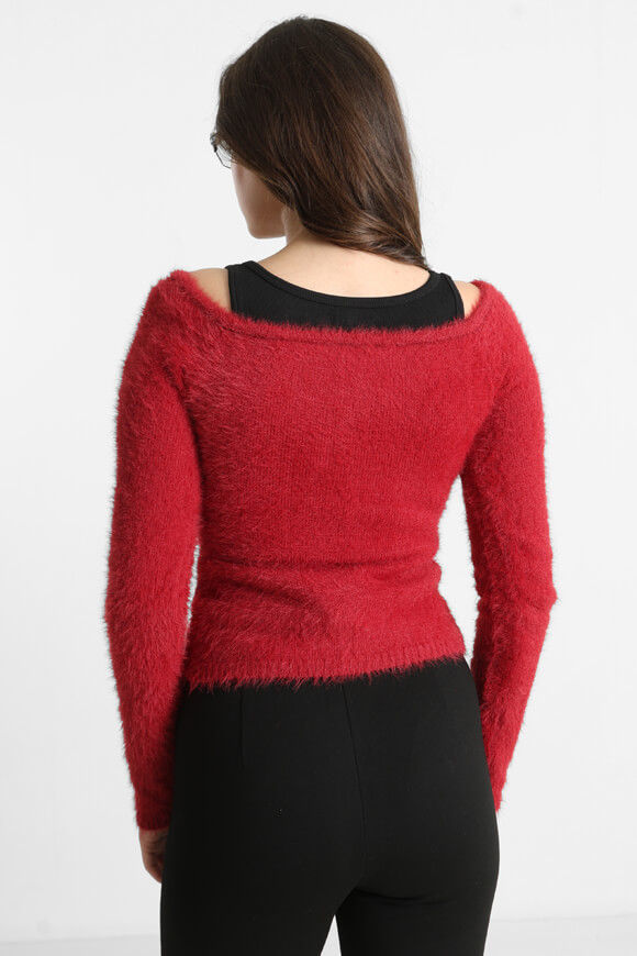 Bild von Off Shoulder Hairy Strickpullover