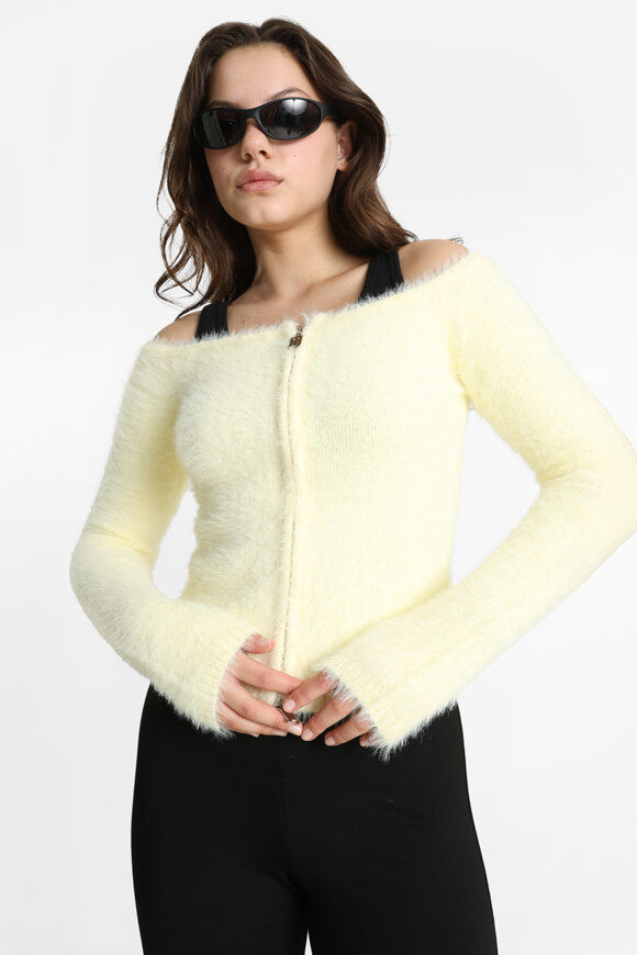 Bild von Off Shoulder Hairy Strickpullover