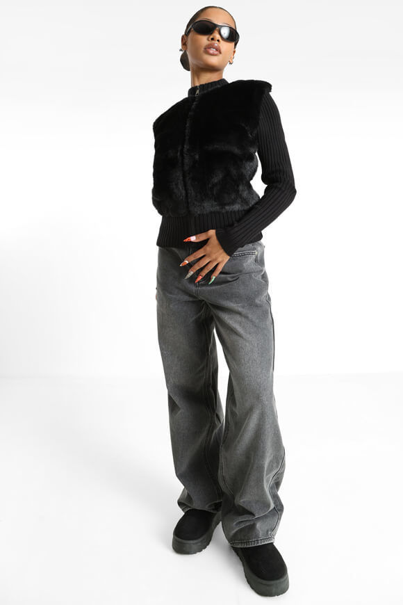 Bild von Strickjacke mit Kunstpelz