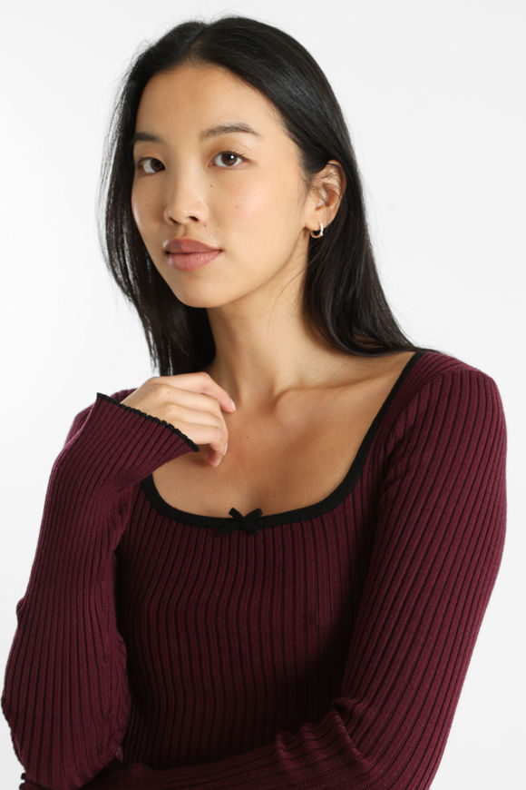 Image sur Gerippter Crop Feinstrickpullover