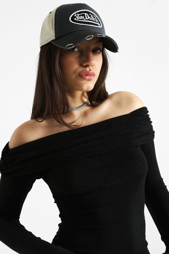 Image sur shirt off shoulder manches longues à brillants