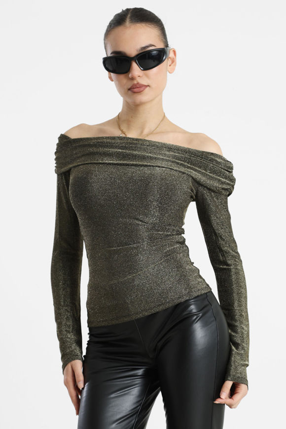 Image sur Off Shoulder Glitzer Langarmshirt