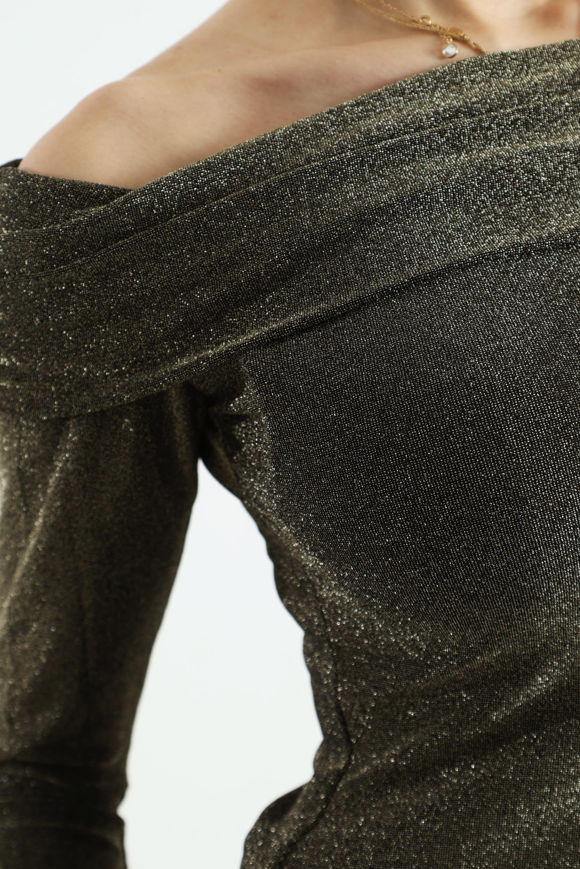 Image sur Off Shoulder Glitzer Langarmshirt