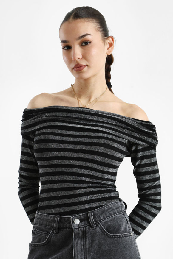 Bild von Off Shoulder Glitzer Langarmshirt
