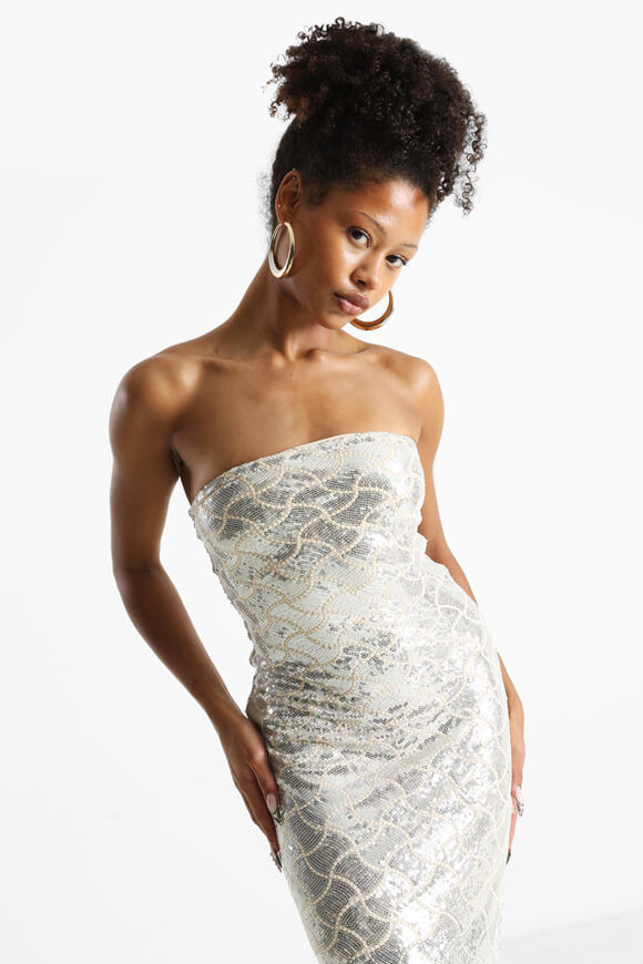 Bild von Pailletten Bandeaukleid