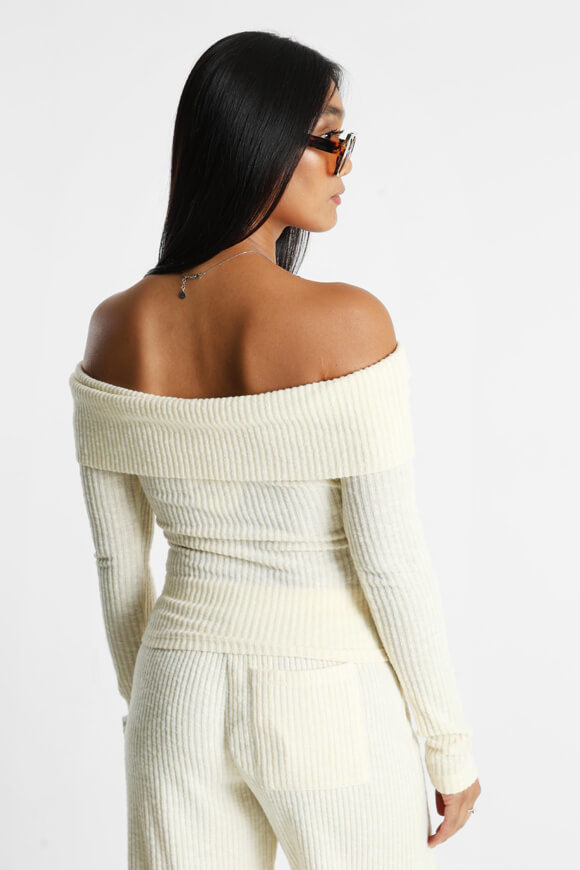 Bild von Off Shoulder gerippter Strickpullover
