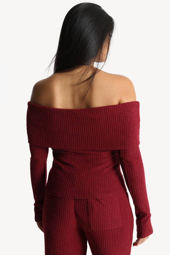 Image sur Off Shoulder gerippter Strickpullover