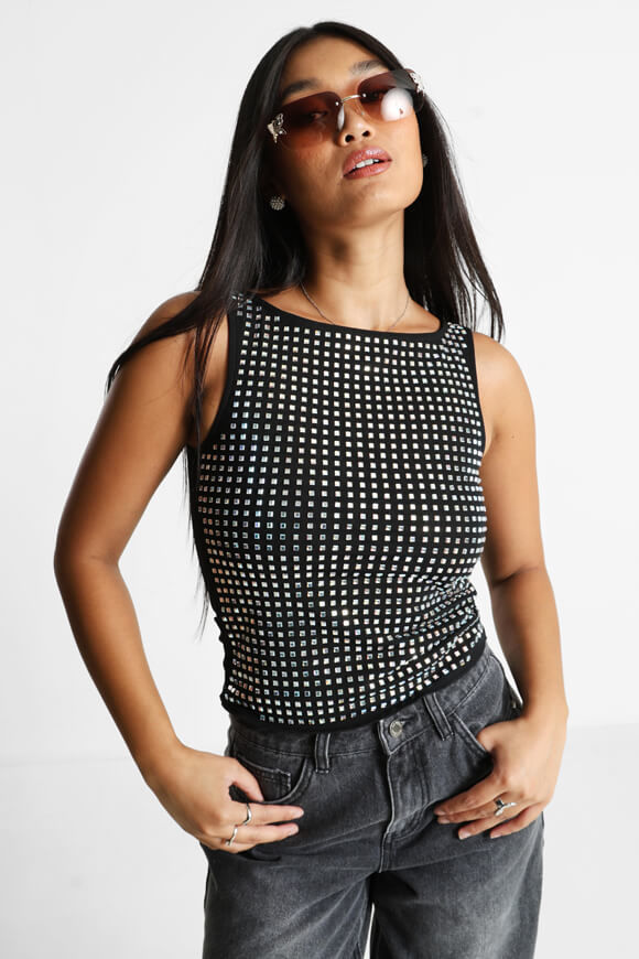 Image sur Mesh Crop Top mit Strass