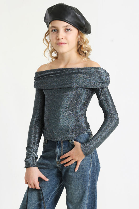 Image sur Off Shoulder Glitzer Langarmshirt
