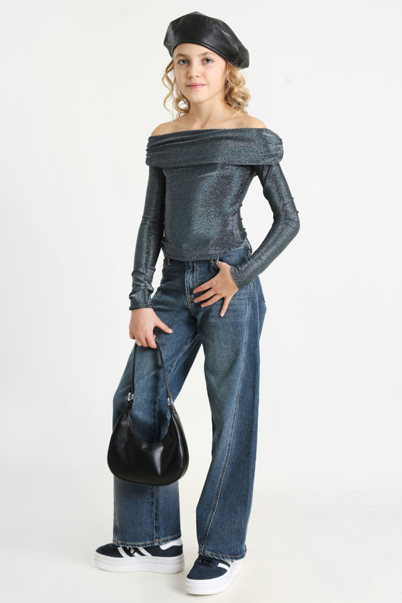 Image sur Off Shoulder Glitzer Langarmshirt