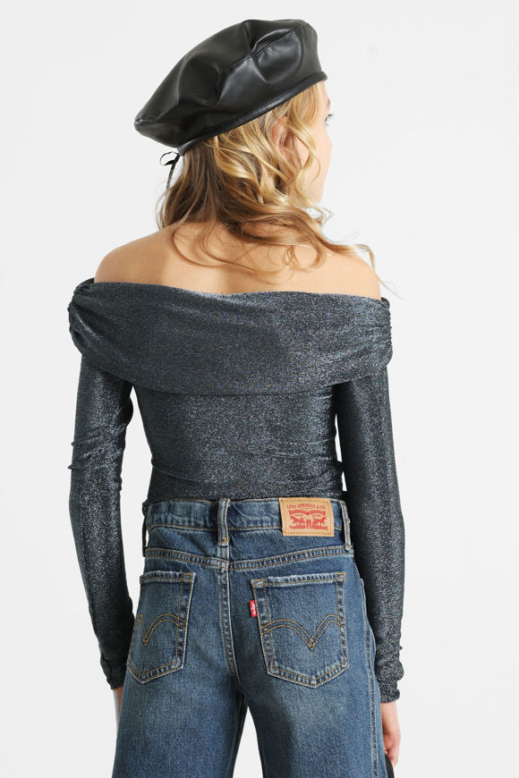 Image sur Off Shoulder Glitzer Langarmshirt