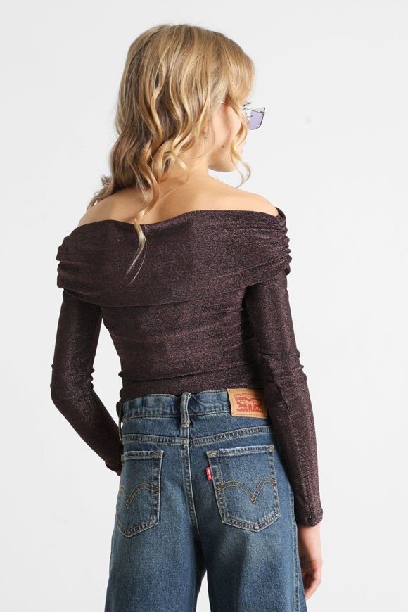 Image sur Shirt off shoulder à brillants manches longues