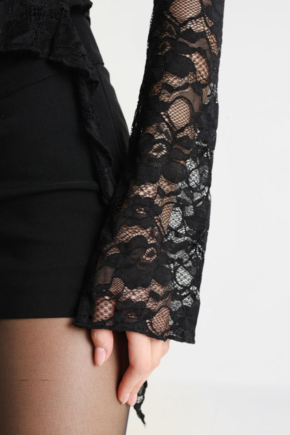 Bild von Crop Spitzen Langarmshirt