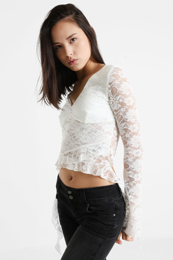 Image sur Shirt court en dentelle manches longues